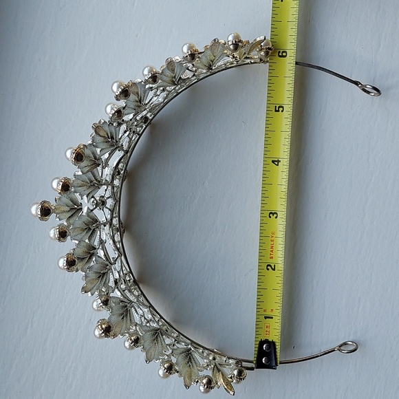 Silver Rhinestone And Pearl Adult Bridal Crown